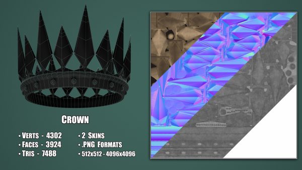 Set of 2 Old Medieval Dark Crown