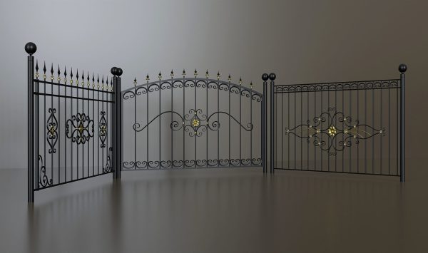 set of forged metal fences