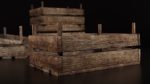 Set of three 3 wooden storage boxes Crate Low-poly