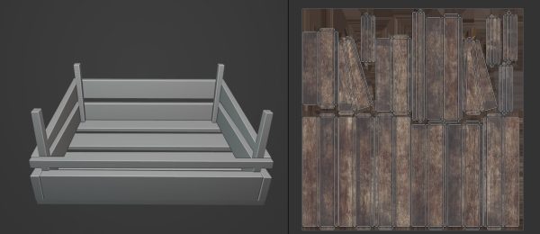 Set of three 3 wooden storage boxes Crate Low-poly