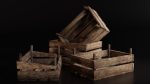 Set of three 3 wooden storage boxes Crate Low-poly
