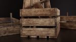 Set of three 3 wooden storage boxes Crate Low-poly
