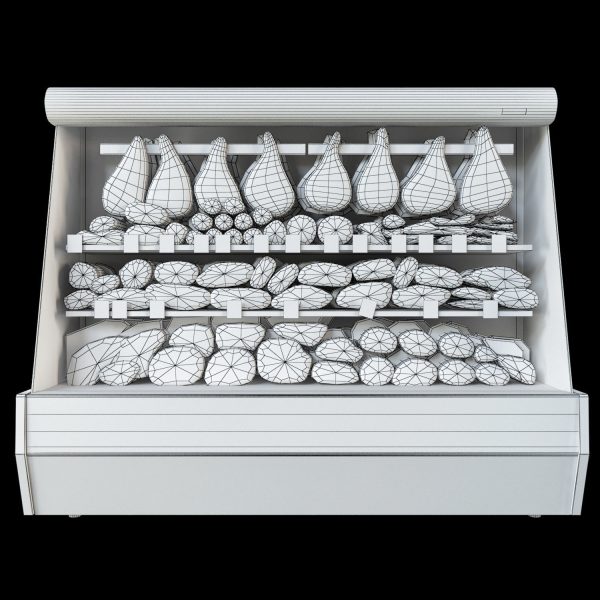 Shelves with meat