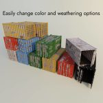 Low Poly Shipping Container - 4 procedural textures
