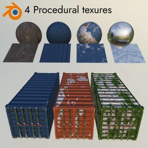Low Poly Shipping Container - 4 procedural textures