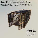 Low Poly Shipping Container - 4 procedural textures