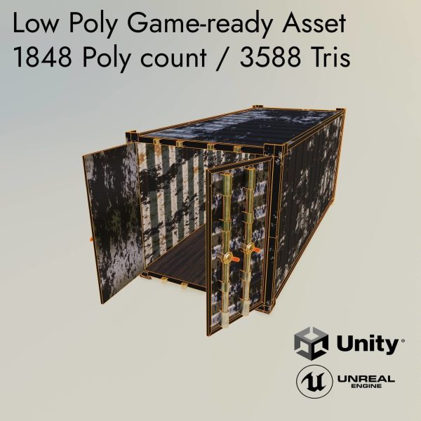 Low Poly Shipping Container - 4 procedural textures