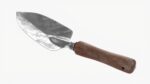 Short garden shovel with handle dirty