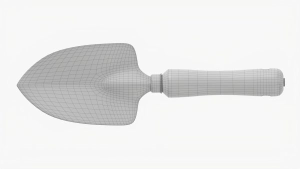 Short garden shovel with handle dirty