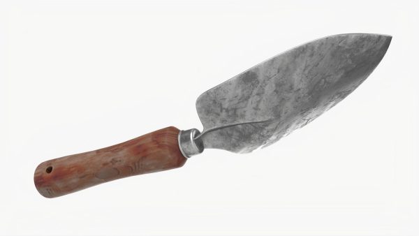 Short garden shovel with handle dirty