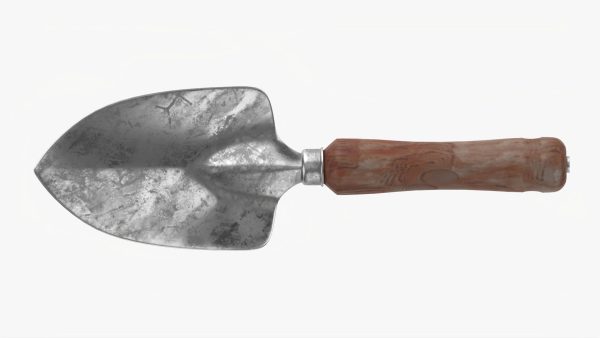 Short garden shovel with handle dirty