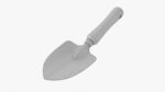 Short garden shovel with handle dirty