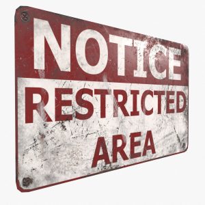 Sign Restricted Area Game Ready PBR Textures model