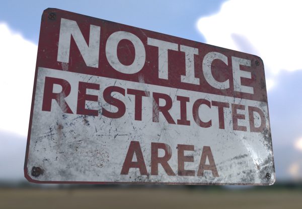 Sign Restricted Area Game Ready PBR Textures model