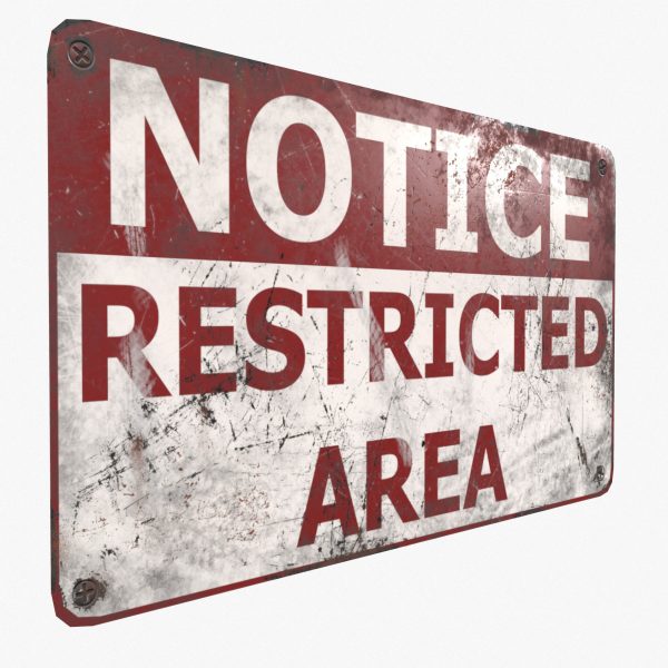 Sign Restricted Area Game Ready PBR Textures model