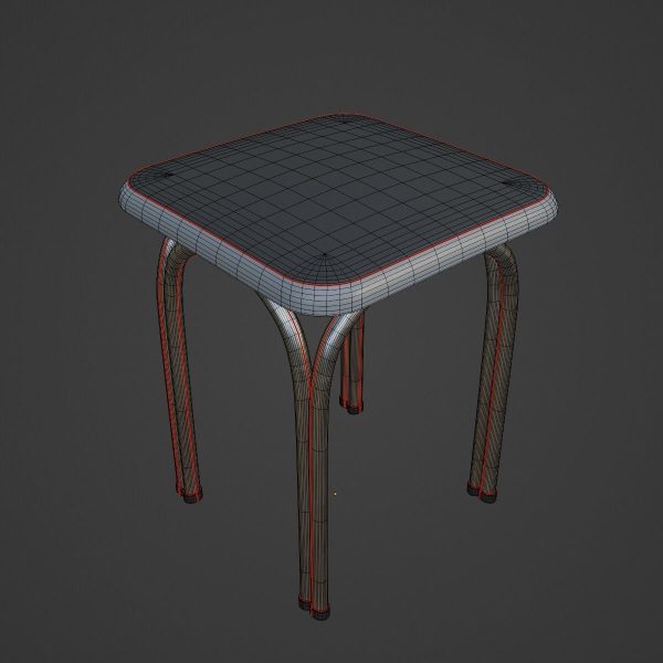 Silver Steel Stool 01