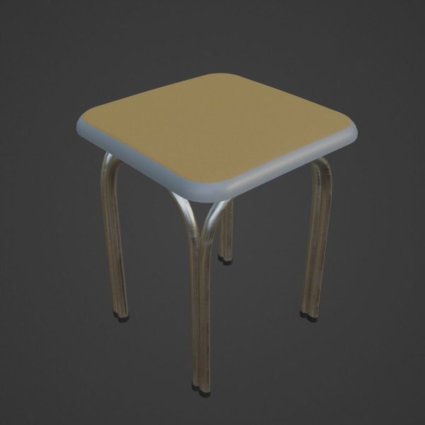 Silver Steel Stool 03