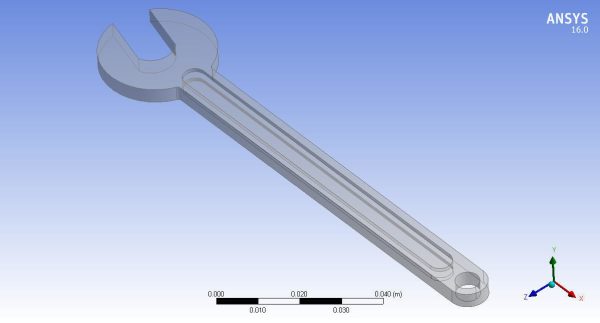 Simple spanner 3d model in mechanical engineering