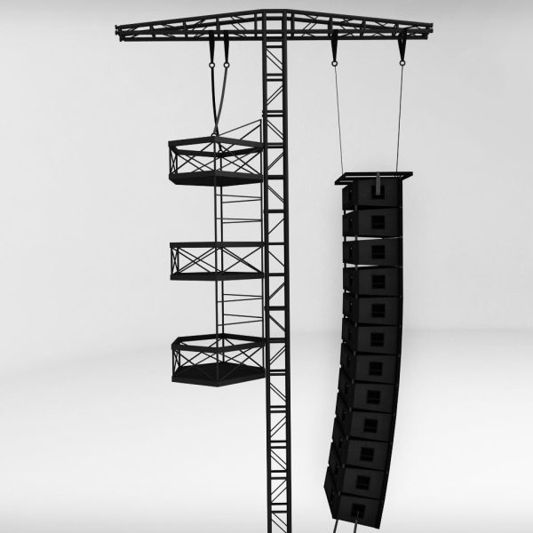 Speaker concert system scaffolding tower array