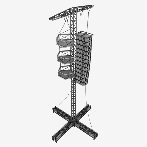 Speaker concert system scaffolding tower array
