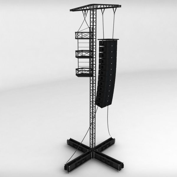 Speaker concert system scaffolding tower array
