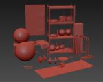 Sports set two dumbbells on mat