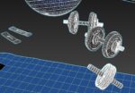 Sports set two dumbbells on mat