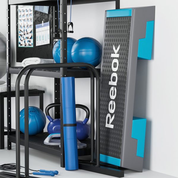 Sports set two dumbbells on mat