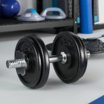 Sports set two dumbbells on mat