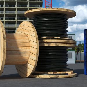 Stack of Wooden Cable Reels