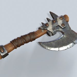 Stylized orc barbarian battle axe