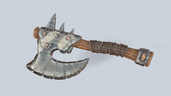 Stylized orc barbarian battle axe