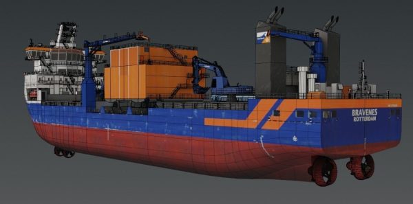 Subsea rock installation vessel Van Oord Bravenes 3D model