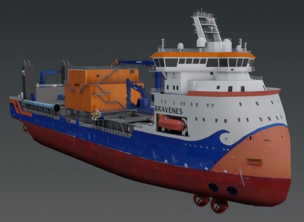 Subsea rock installation vessel Van Oord Bravenes 3D model