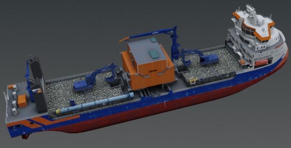 Subsea rock installation vessel Van Oord Bravenes 3D model