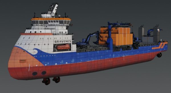 Subsea rock installation vessel Van Oord Bravenes 3D model