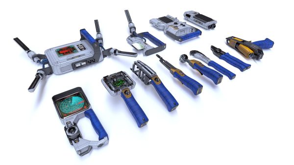 Toolkit sci-fi devices set - lowpoly PBR
