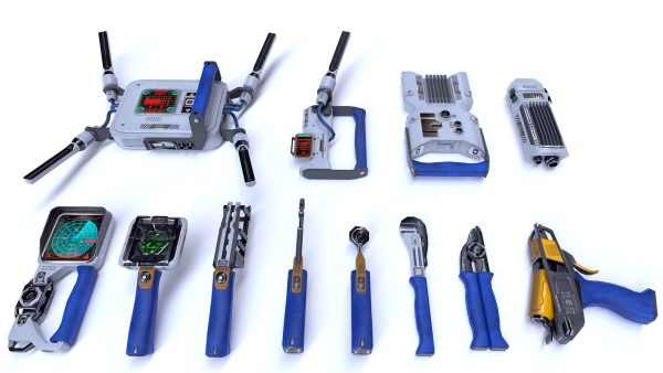 Toolkit sci-fi devices set - lowpoly PBR