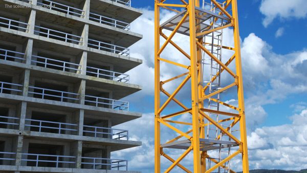 Tower Crane with Concrete Bucket