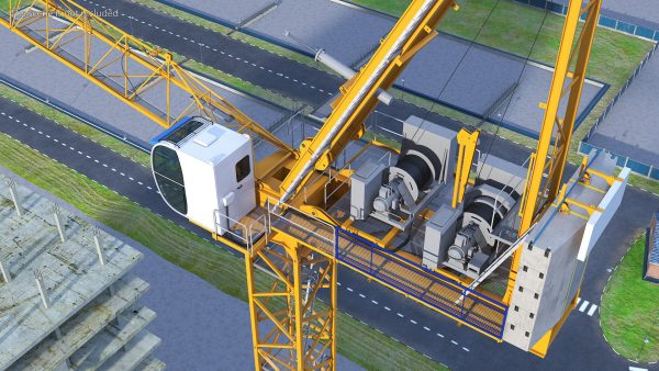 Tower Crane with Concrete Bucket