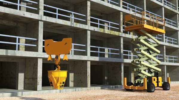 Tower Crane with Concrete Bucket