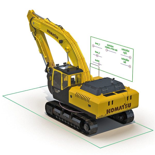 Tracked Excavator Komatsu Rigged