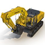 Tracked Excavator Komatsu Rigged