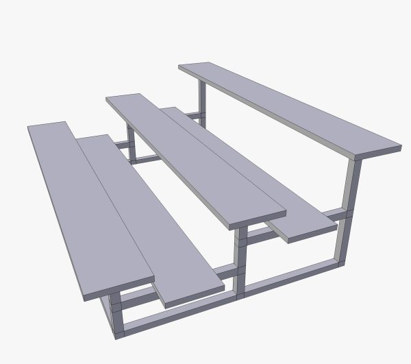 Tribune three wooden benches