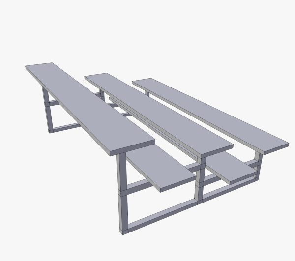 Tribune three wooden benches