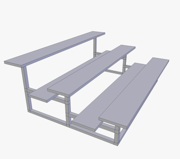 Tribune three wooden benches