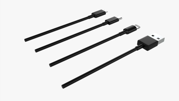 USB C lightning cables set black