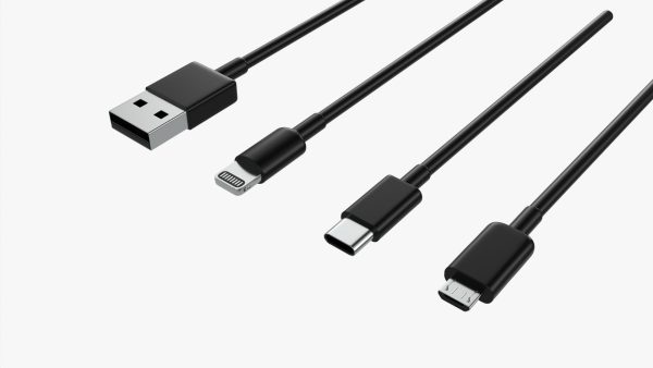 USB C lightning cables set black