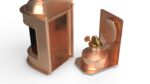 Vintage Copper Ship Lamp with Black Glass Disassembled