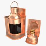 Vintage Copper Ship Lamp with Black Glass Disassembled